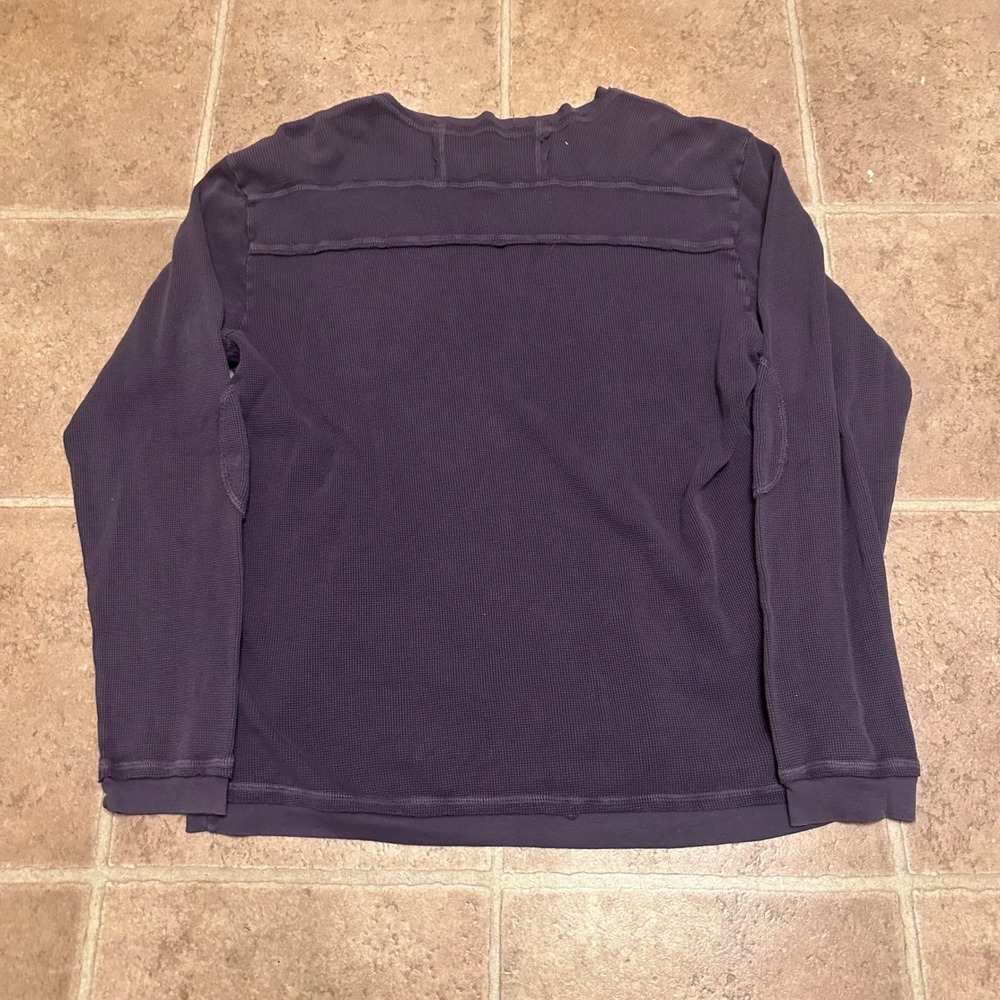 XCVI Thermal Shirt Mens XL Purple Excellent Elbow Patches Waffle Long Sleeve - Picture 2 of 4